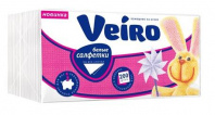 Салфетки бумажные 24х24см.,1сл., белые, 1/4--сложение Veiro Professional Premium, 27пач*200лст. N301
